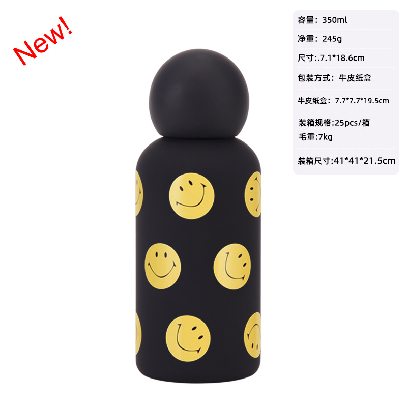 Nuevo tema sonriente de acero inoxidable termo taza con leche de paja taza de té taza de café traje mango deportes taza de agua