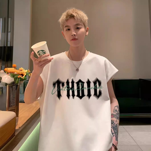 Summer Loose & Cool Vest from Trendy Brand—American Retro Style, Men's Short-Sleeve Top, Fashionable Sleeveless T-Shirt for Guys