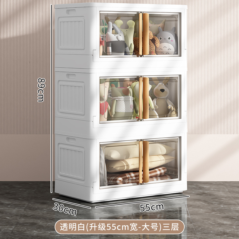 Gabinete de almacenamiento de doble puerta caja de almacenamiento de ropa doméstica instalación-libre bebé plegable armario organizador armario de plástico