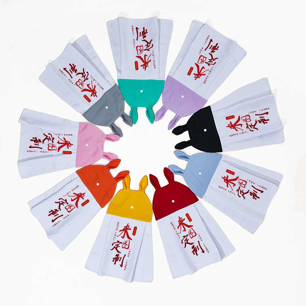 Toalla de mano de conejo de orejas cortas creativa y personalizada transfronteriza xqds0195a, toalla tipo gofre de 350 g, paño de mano.