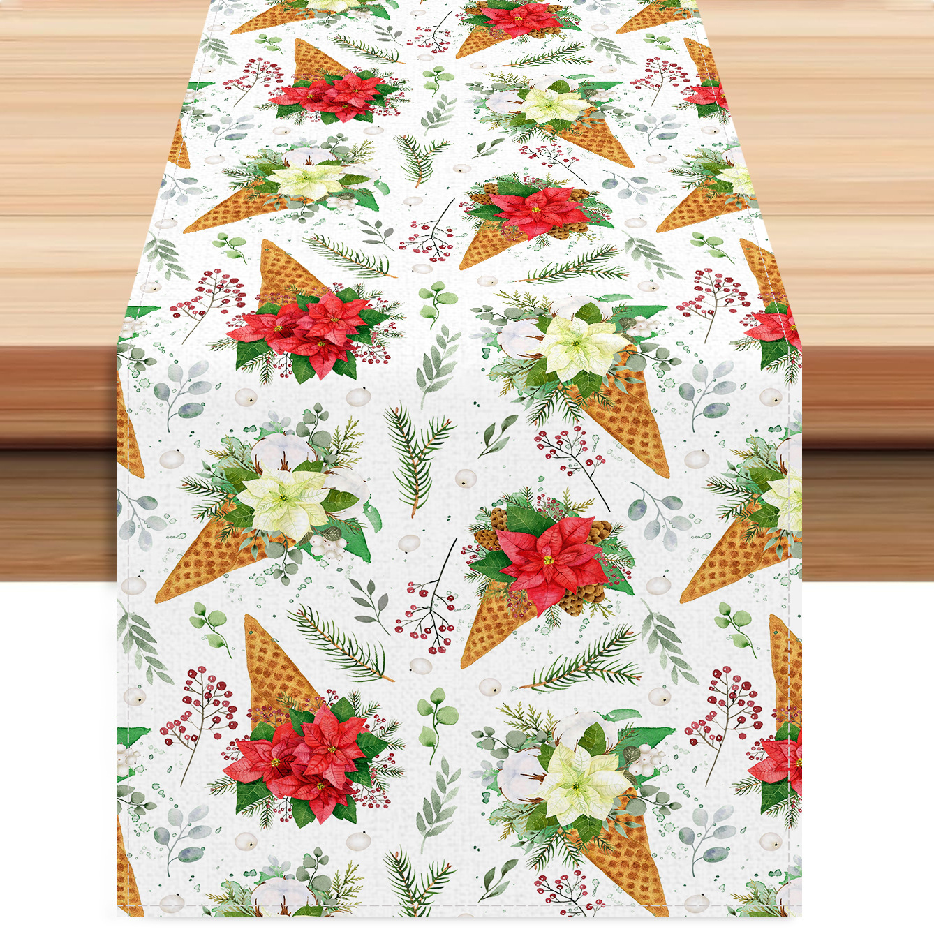 Transfronterizo nuevo creativo helado navideño bandejas de mesa de fiesta de Navidad atmósfera decoración tela de mesa de té