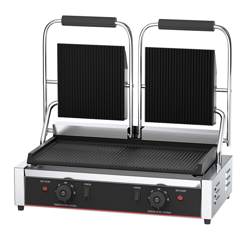 Placa de barbacoa de sándwich eléctrico de magnesio plancha comercial antiadherente de una cabeza de doble cabeza Papani plancha de freír de doble cara