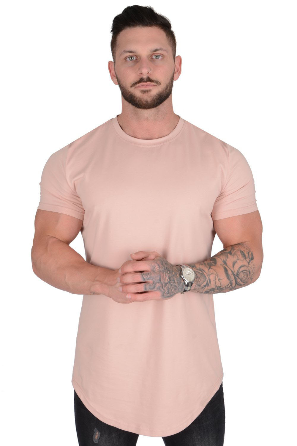Verano puro algodón hombres corriendo deportes ocio al aire libre algodón suelta de manga corta Camiseta Comercio exterior tablero ligero puro algodón color sólido