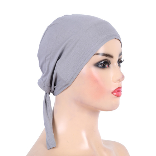 Cross-border supply of cotton strapped headscarf, hijab bottom hat, Malay gauze scarf H048