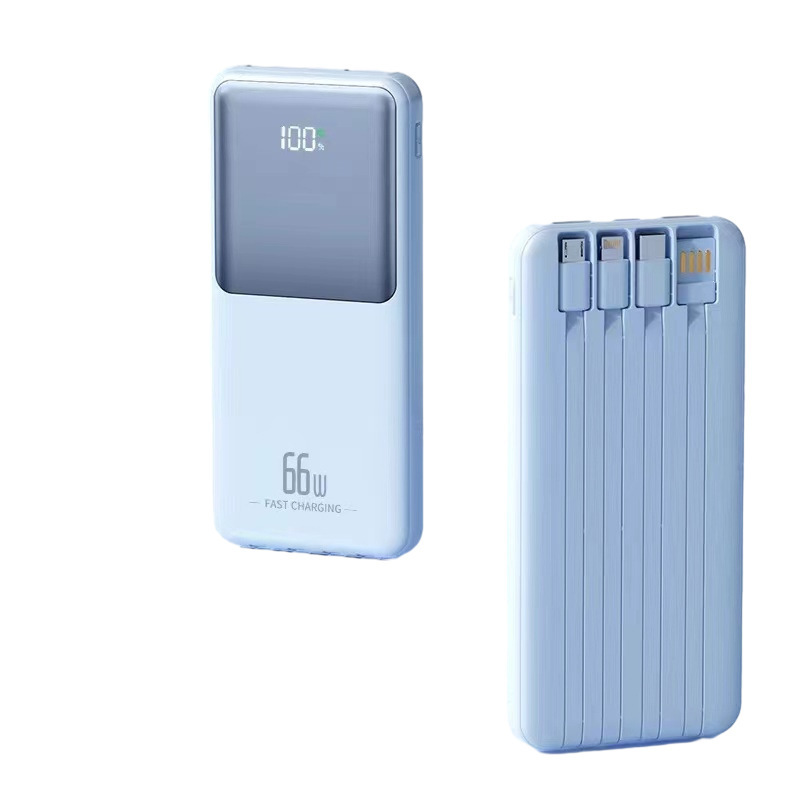 Fuente de alimentación portátil de color sólido de gran capacidad 20W al aire libre pequeña y portátil, delgada y multicolor, tesoro de carga digital con cuatro líneas