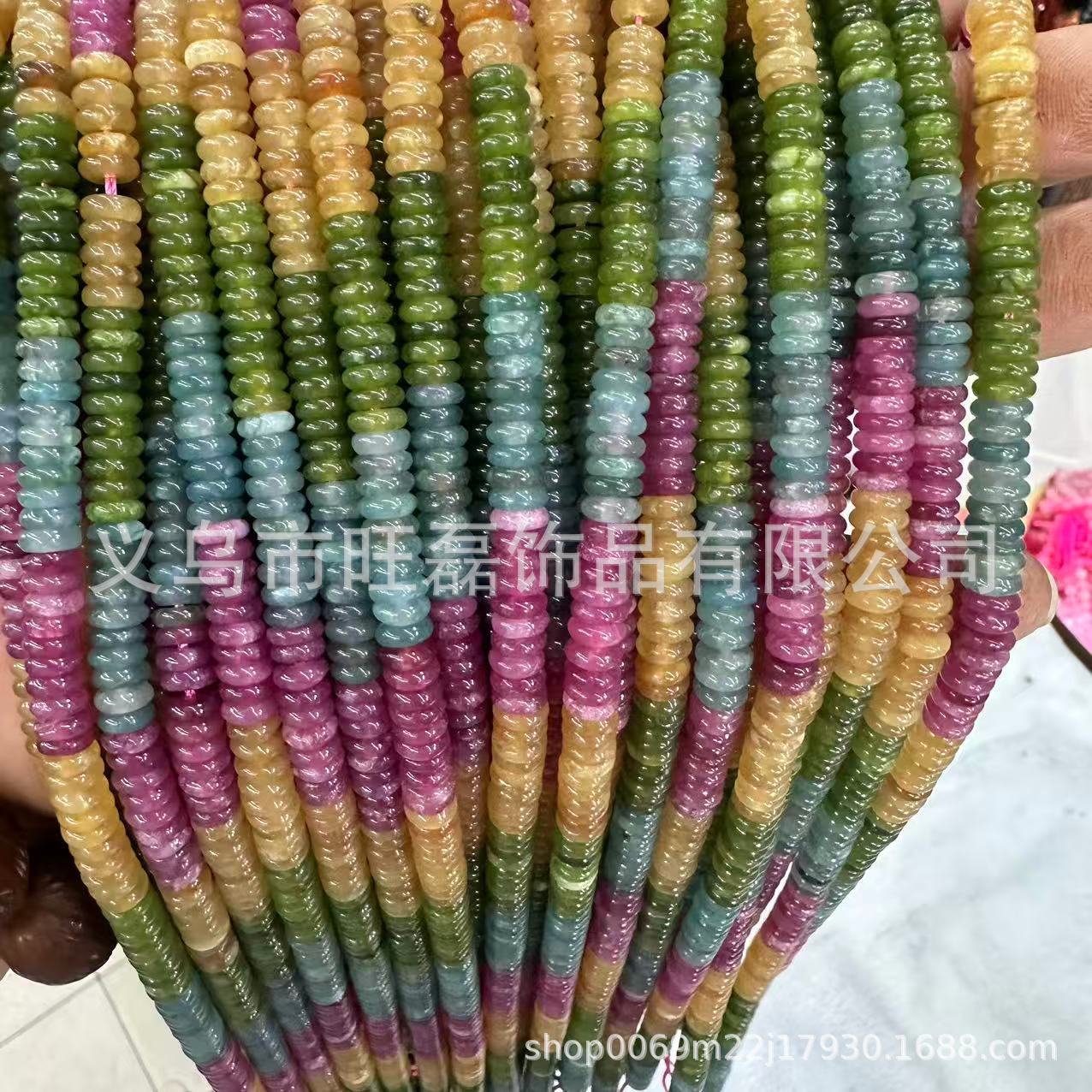 Factory Direct Supply 2*6mm Rainbow Tourmaline Abacus Beads Loose Beads Wheel Beads Spacer Beads DIY Beaded Jewelry Accessories Wholesale