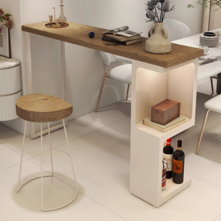 Cream Style Solid Wood Bar Table Living Room Corner Partition Cabinet Small Bar Table for Balcony Homestay Wall Creative High Table