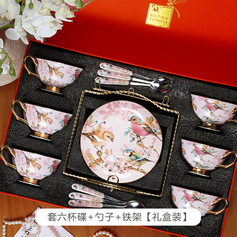 Exquisito hueso China taza de café y platillo de alta gama británica juego de té de la tarde traje de inauguración de la casa novias mano caja de regalo