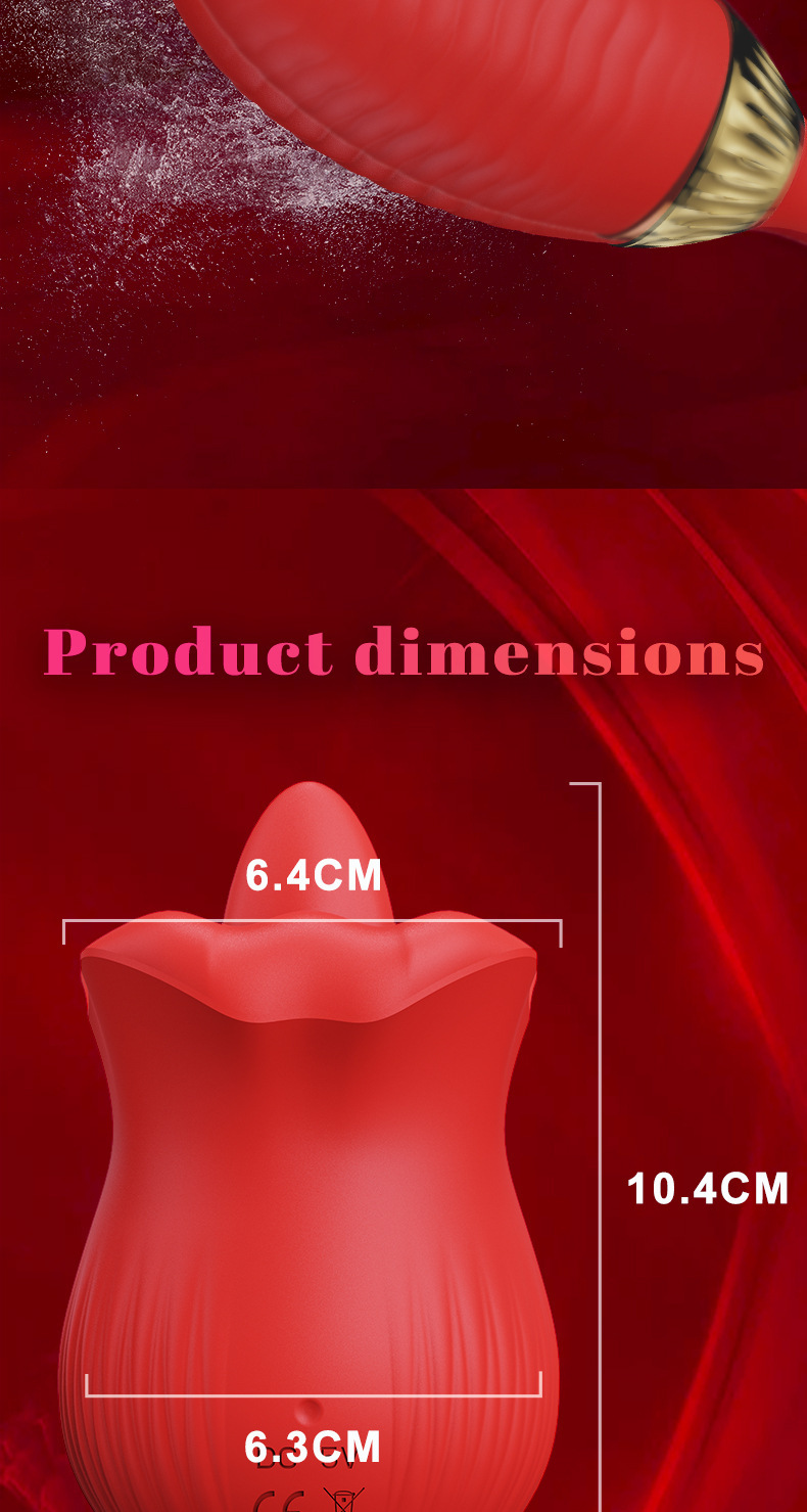 Rose Lip Tongue Licking Vibrator, Purple Silicone & ABS Clitoral Massager for Adults — detail image 11