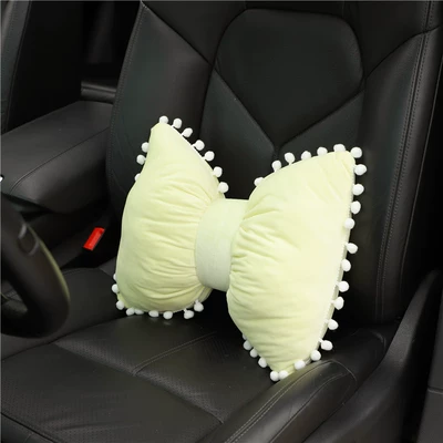 Headrest, car headrest plush comfortable - macaroon-yellow-waist