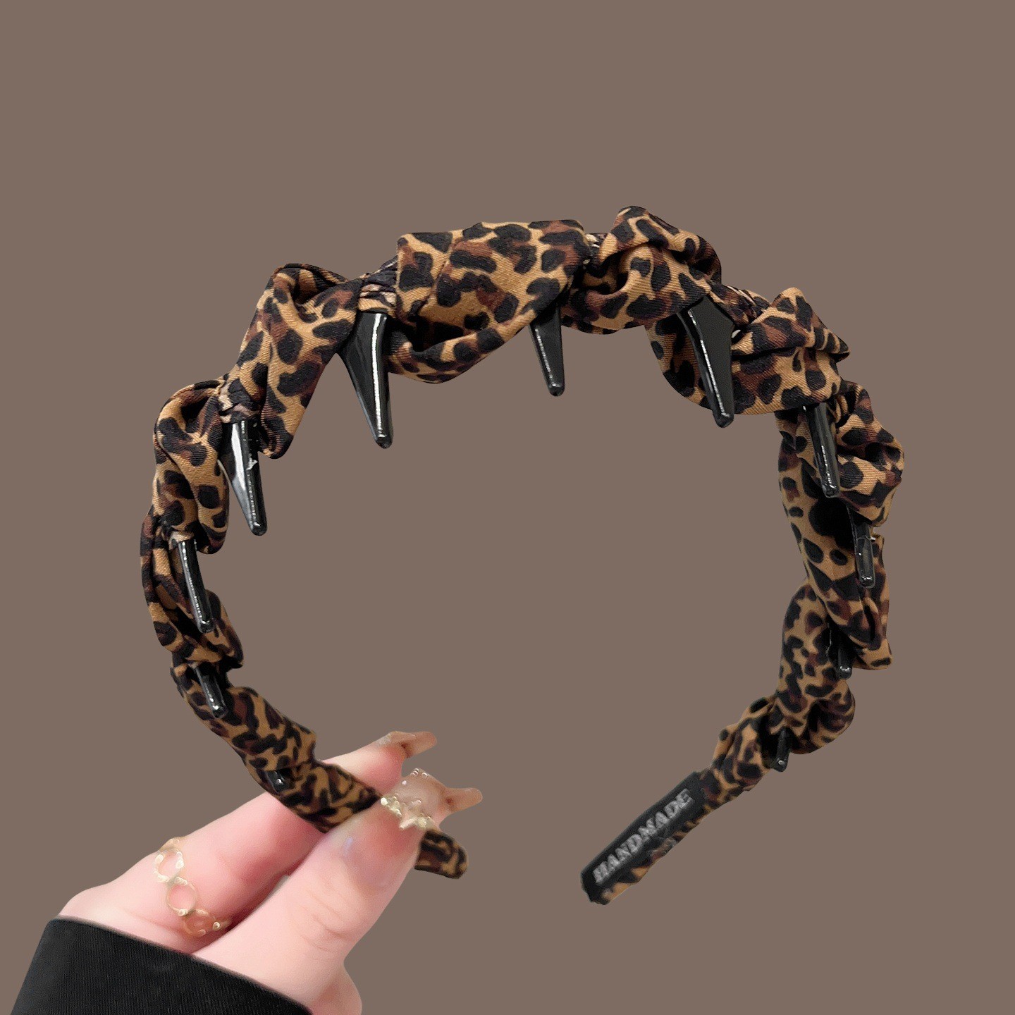 9#Brown leopard print fabric