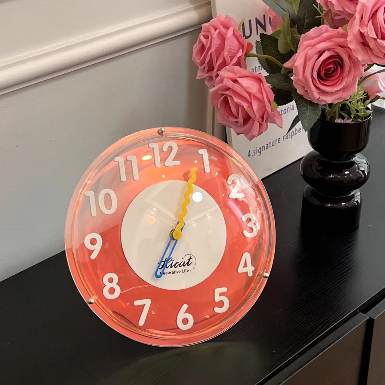 Reloj de pared creativo de color nórdico sala de estar casera burbuja reloj acrílico láser red rojo lujo reloj personalizado