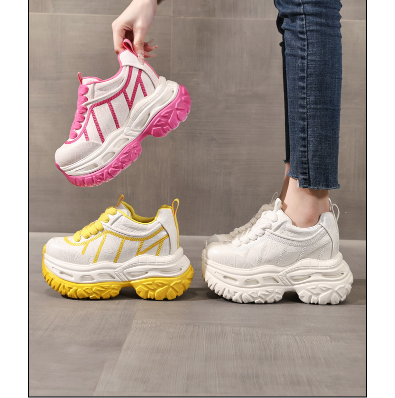 Giày sneaker nữ chunky đế dày tăng chiều cao phong cách thể thao — màu hồng chi tiết 16