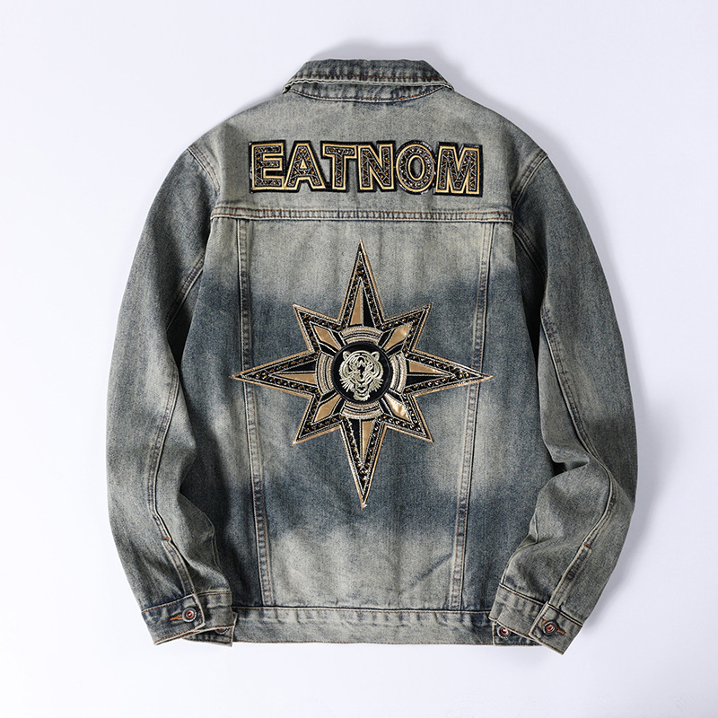 Modern herr denimjacka med broderi i lyxig stil_voghion.com