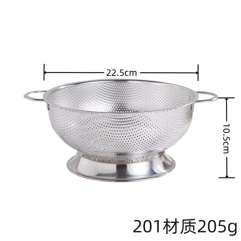 Cesta coladora acero inoxidable doble asa | Cesta alta para frutas y verduras