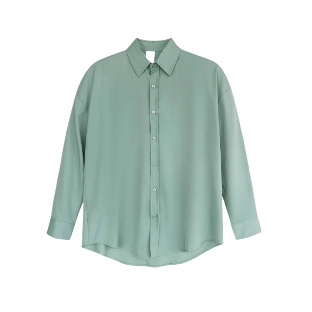 Trendy Fashion Cool Retro Drape Ice Silk Short-Sleeve Shirt for Men 2025 New Korean Style Loose Long-Sleeve Top