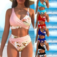 2026新款欧美跨境热带花卉植物印花性感比基尼套装度假休闲泳装女