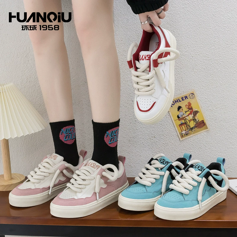 环球 Universal shoelaces for leisure, white shoes, 2025 years, trend of season, Korean style