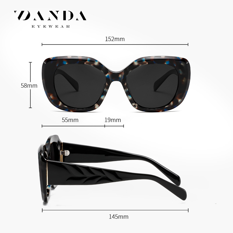 Gafas de sol de montura grande con sentido premium para mujeres europeas y americanas S32121 Gafas de sol polarizadas con placa anti-ultravioleta de tendencia retro