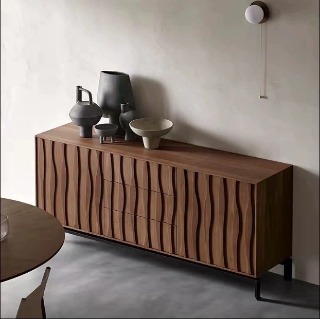 Nordic Solid Wood Dining Cabinet Silent Wind Log Multifunctional Designer Living Room TV Cabinet Simple Home Storage Cabinet