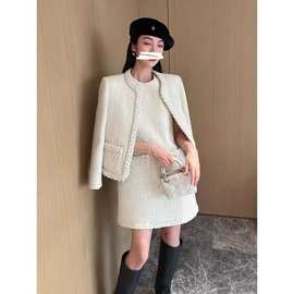 一整套茶系名媛炸街别致小香风套装裙秋装新款裙子两件套