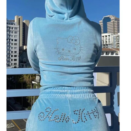 European and American cross-border Amazon eBay autumn new women's Korean fur embroidered leisure set two-piece 7018 cat head