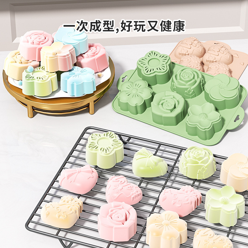 跨境新款爱心花朵硅胶蛋糕模具巧克力易清洗食品级材质  慕斯模具|undefined