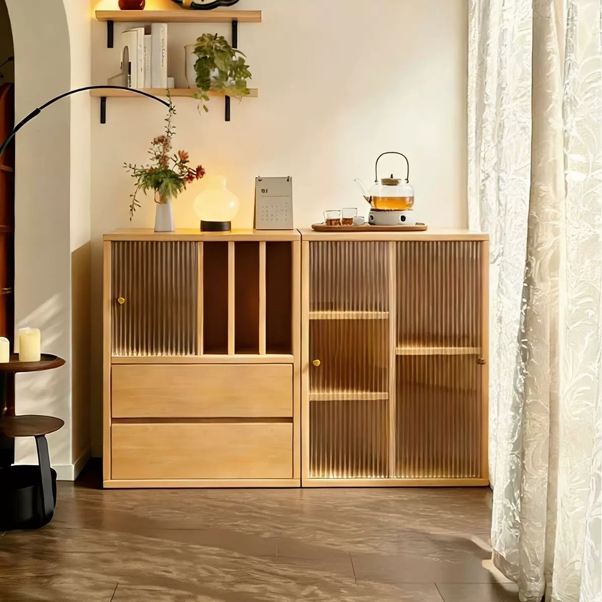 实木飘窗柜阳台组合柜书柜2026新款展示柜储物柜书架床头柜餐边柜