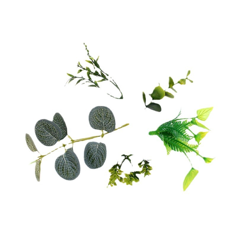 Ramo artificial con hierba cola de dragón hierba caja de regalo con adorno hoja de eucalipto dinero hoja flor tienda paquete material al por mayor