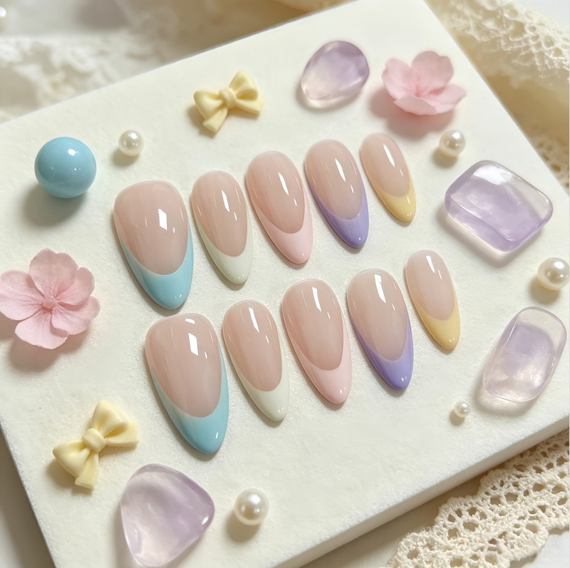 Macaron Dopamine Purely Handmade French Nude Minimalist Almond Nails, Short Wearable Nails, Versatile Pure Desire Style Macaron Dopamine Purely Handmade French Nude Minimalist Almond Nails, Short Wearable Nails, Versatile Pure Desire Style