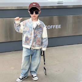 三岁男宝春装男童皮衣外套2025新款男孩酷帅夹克超好看棒球服儿童