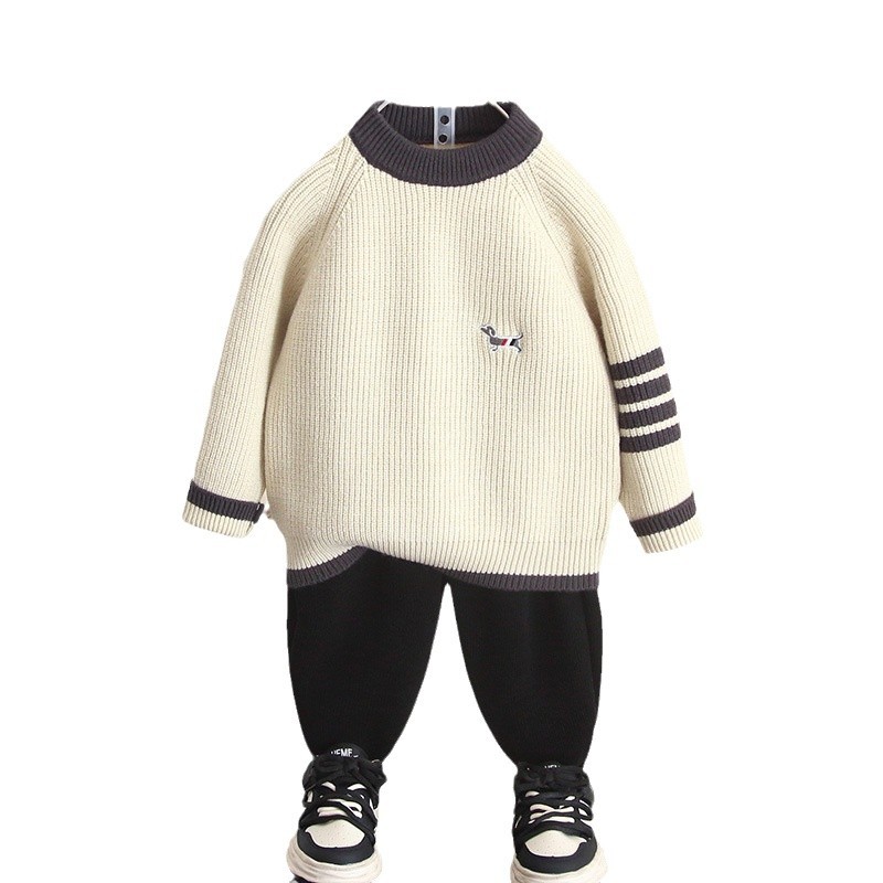 6689 suéter guapo de moda para niños invierno grueso 2025 nuevos niños bebé otoño e invierno suéter de punto coreano image 6