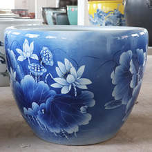 景德镇陶瓷青花瓷鱼缸睡莲荷花缸庭院大号墨菜荷花缸水缸工艺摆件