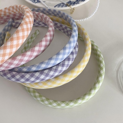 New cream plaid hairband, retro girl hairpin, sweet and versatile face wash headband, Japanese and Korean style headwear and hair accessories