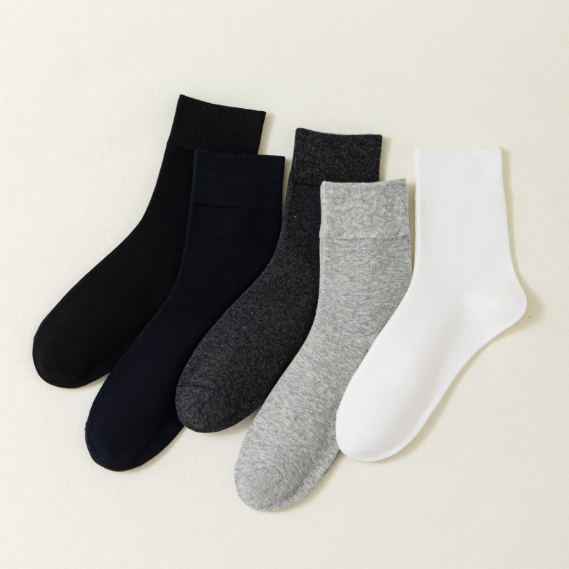Autumn and Winter Loose Socks Men's Combed Cotton Solid Color Men's Mid-length Socks Sweat-absorbent Breathable Men's Stockings Simple Business Socks