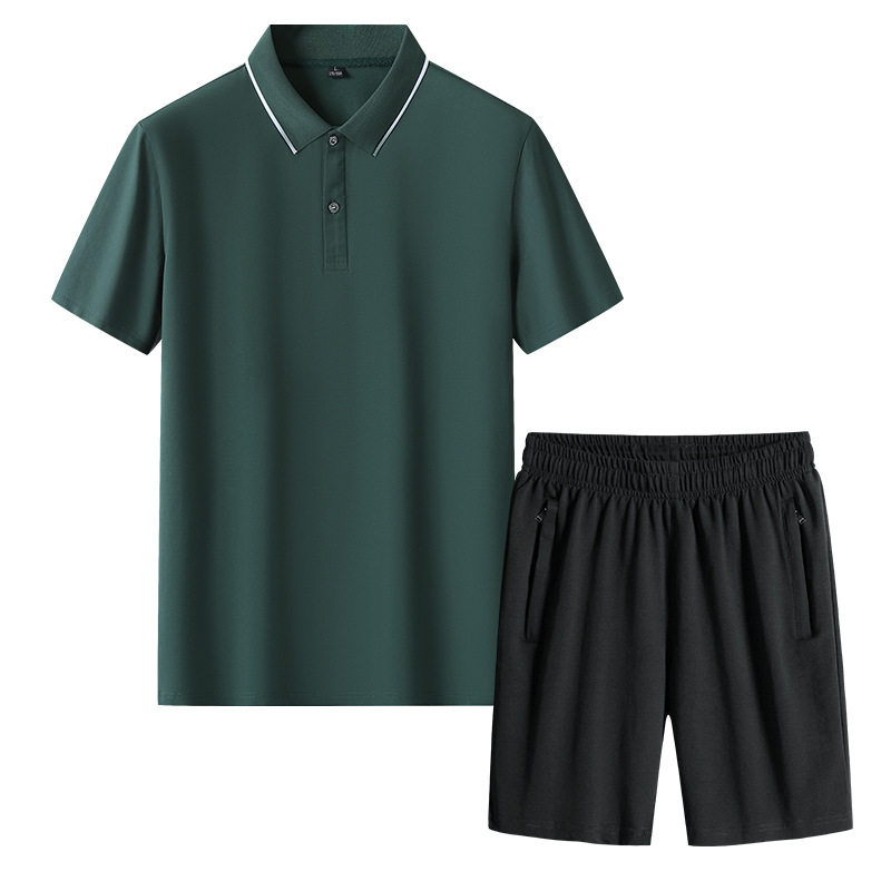 Papa de verano mangas cortas polo camiseta hombre casual de mediana edad pantalones cortos deportivos hombre sueltos abuelo dos piezas set