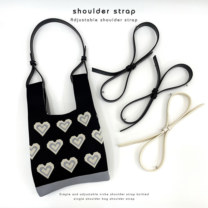Small design knitted polyurethane adjustable one-shoulder bag