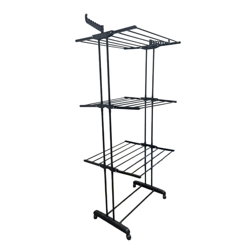Percha de ropa plegable transfronteriza aterrizaje nuevo tipo de estante multifuncional de perfil aerodinámico móvil plegable percha de ropa multicapa