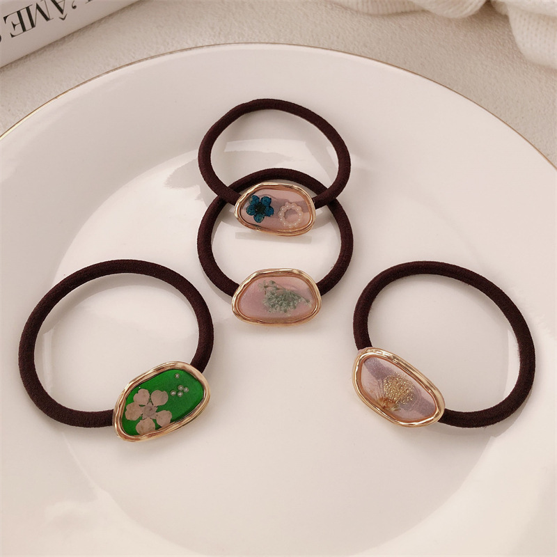 Hecha a mano anillo de pelo de flores de aleación de niña dulce cuerda de cabeza nueva alta elasticidad correa de cabello de cola de caballo adornos para el cabello