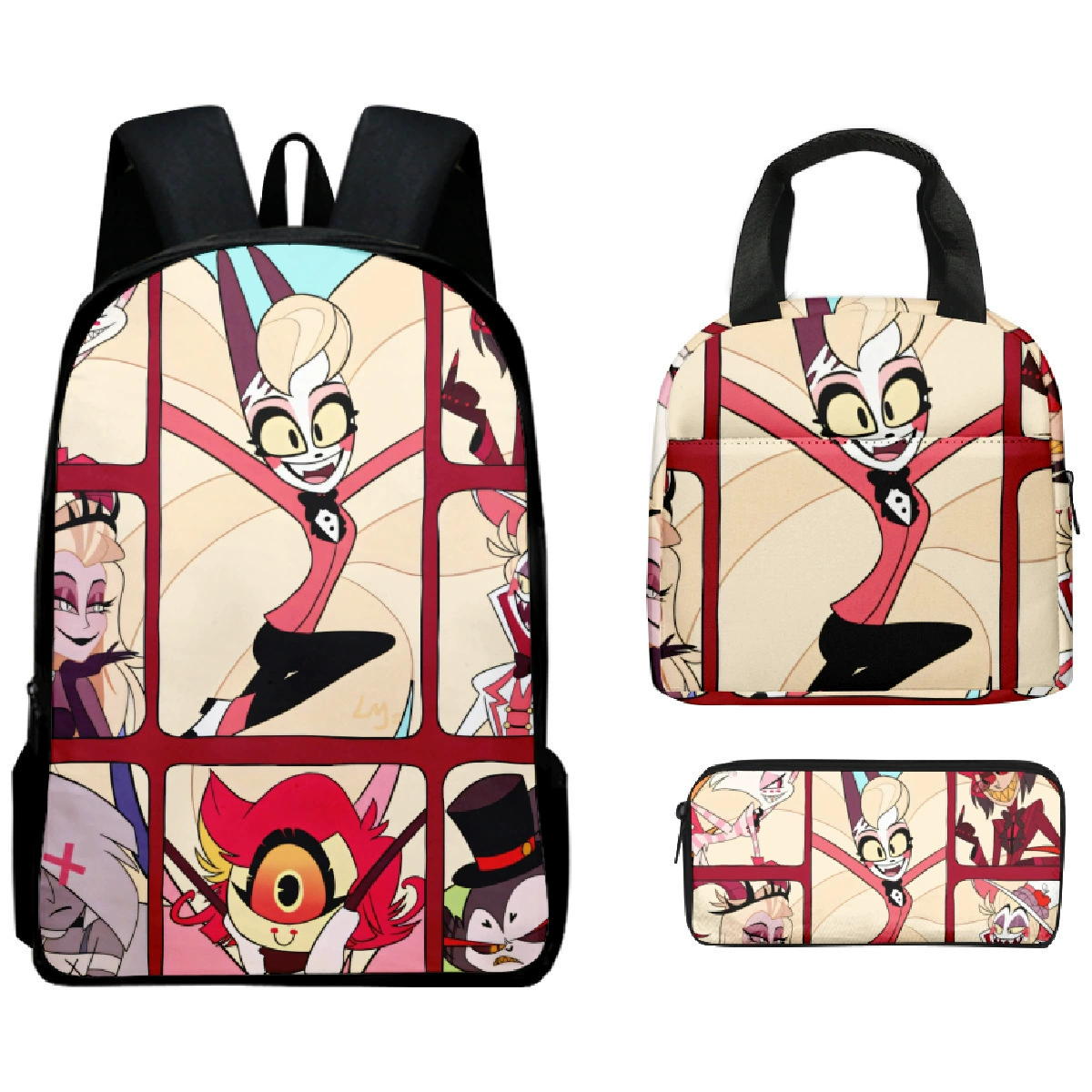 (Cross-border trading), school bag for students, backpack, pencil case, set, 3 piece set
