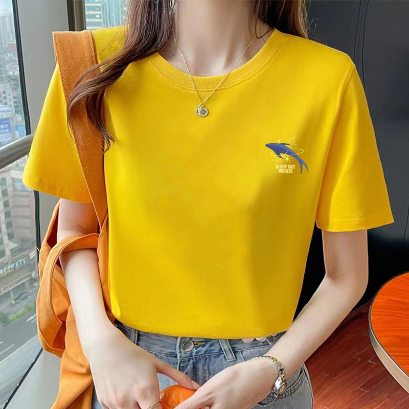 ゆるい純綿半袖tシャツ女性の夏服の新商品の中に上着の肩のデザイン感があります。|undefined