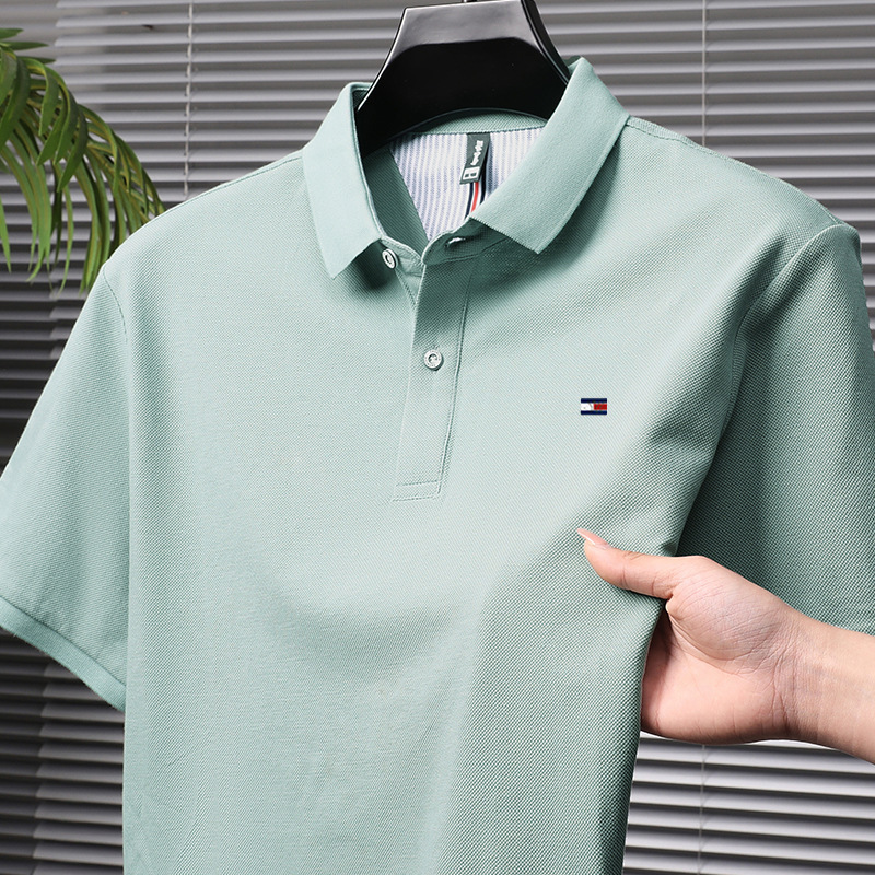 Authentic Tommy Tommy Pure Color Short-Sleeved T-Shirt Men's 2025 Summer New Business Casual Big-Name Polo Shirt