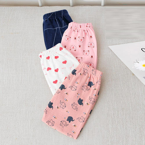 Children's pure cotton autumn and winter pants, unisex cotton flannel lined pants, kids' base layer sleep pants, baby warm pants