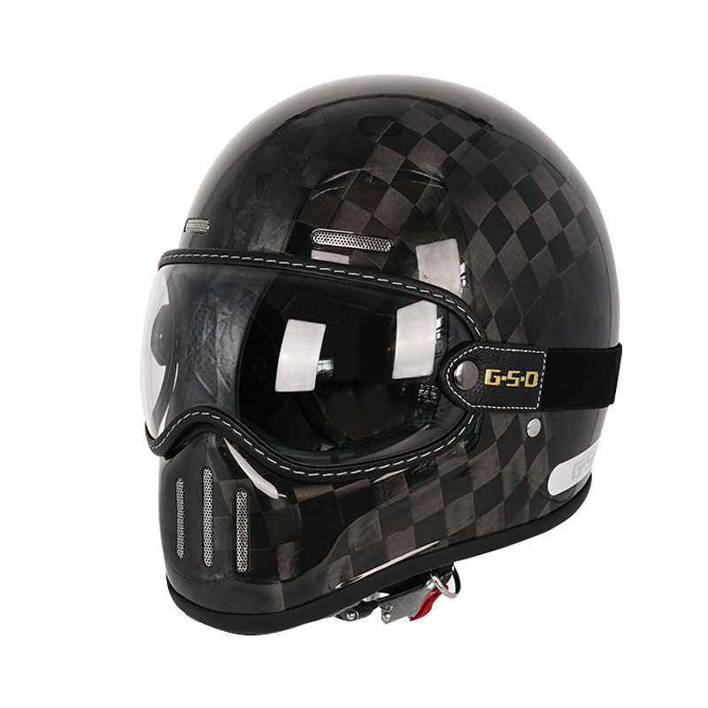 Motosiklet kaskı (dəbilqə) — Motuoche Retro Motorcycle Full - 24k-transparent-visor-m55-56