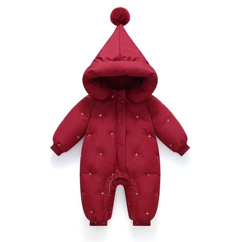 2025 комбинезон-пуховик для мальчика и девочки, детский костюм для ползания, утепленный комбинезон для новорожденных, красный костюм для новогодних поздравлений
