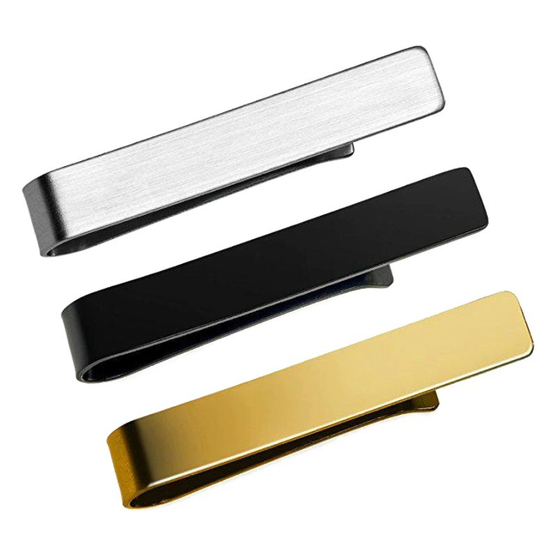 Зажим для галстука нержавеющая сталь 304 в наличии серебро золото черный зажим для галстука ЛОГОТИП лазер 48x8x0,8