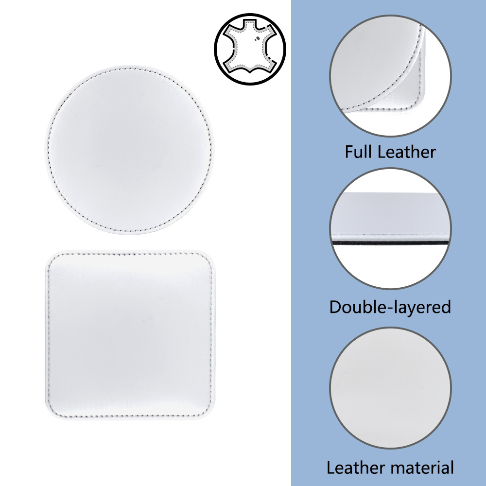 Nuevo producto de transferencia de calor posavasos de cuero para el hogar de oficina posavasos de cuero redondo antideslizante e impermeable al por mayor