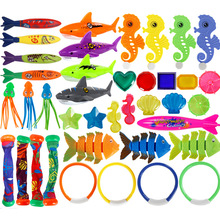 跨境亞馬遜戲水潛水玩具兒童游戲池尋寶潛水魚雷水環鑽石套裝玩具