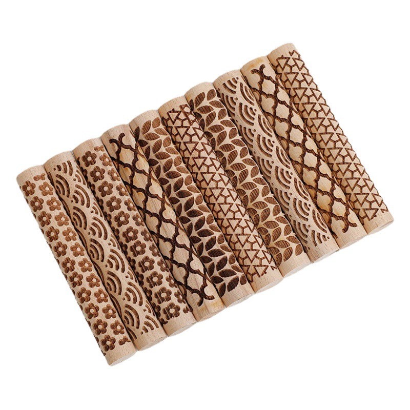 Новый бук с тиснением, скалка, лазерная гравировка, узор, печать, глиняный инструмент, скалка, нажимная глиняная палочка, печать на глиняной палочке