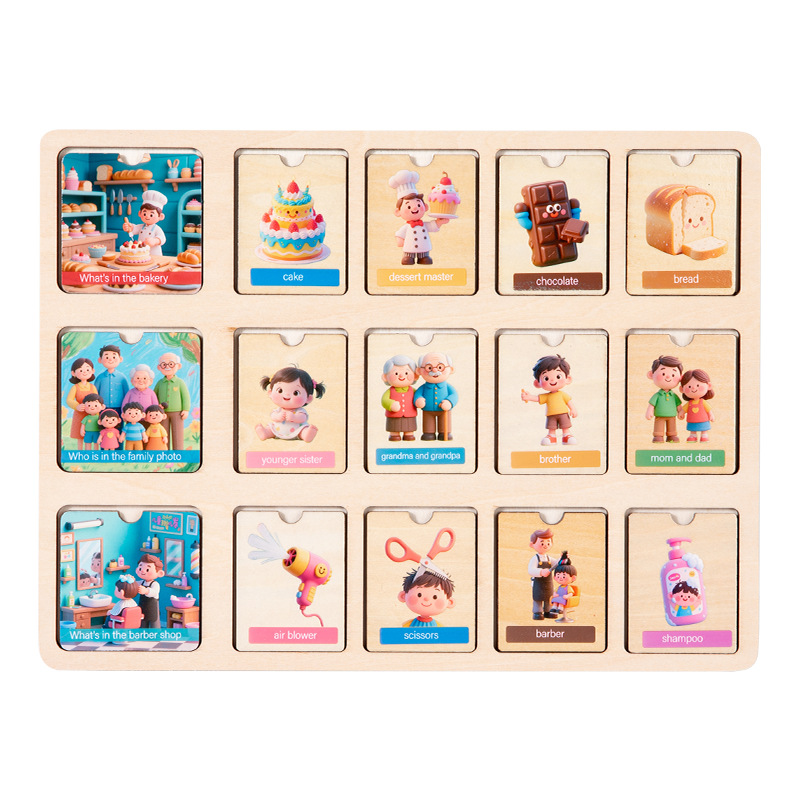 Juguete de aprendizaje de madera de doble cara de Montserrat para niños pequeños cognitivo rompecabezas de pensamiento lógico image 9